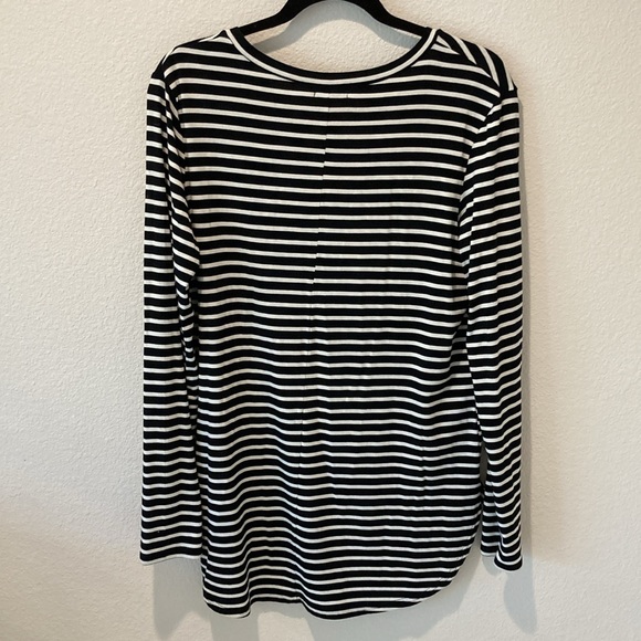 Halogen Long Sleeve Black and White Stripe Top - Picture 3 of 5